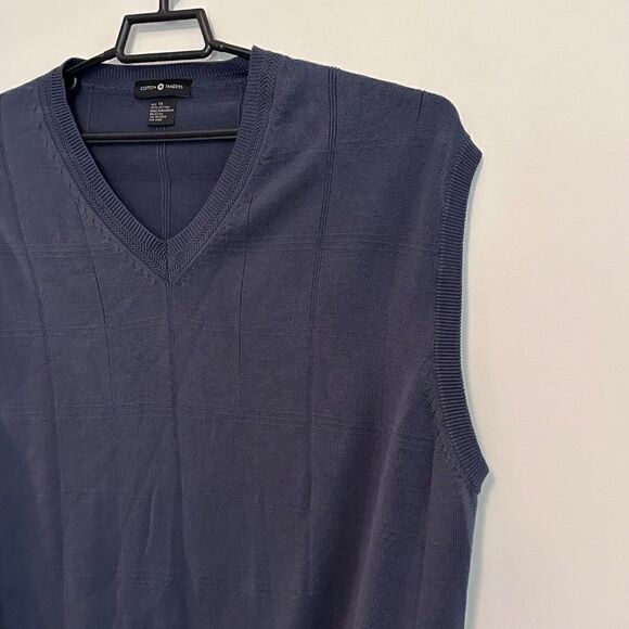 Cotton Traders Mens Sweater Vest 1X Blue Knit Ribbed V-Neck Vintage Grandpa Core - Picture 4 of 4